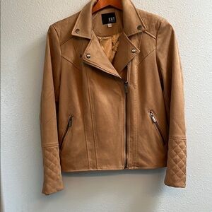Kut from the Kloth Tan Leather Biker Jacket